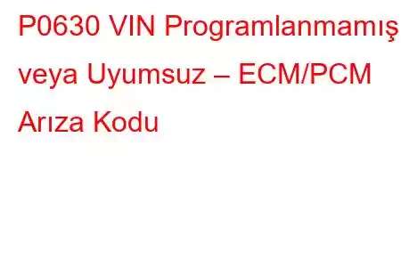 P0630 VIN Programlanmamış veya Uyumsuz – ECM/PCM Arıza Kodu