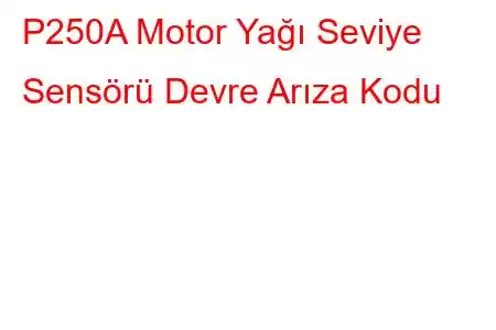 P250A Motor Yağı Seviye Sensörü Devre Arıza Kodu