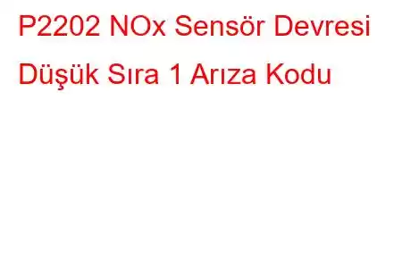 P2202 NOx Sensör Devresi Düşük Sıra 1 Arıza Kodu