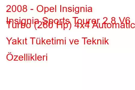 2008 - Opel Insignia
Insignia Sports Tourer 2.8 V6 Turbo (260 Hp) 4x4 Automatic Yakıt Tüketimi ve Teknik Özellikleri