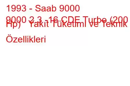 1993 - Saab 9000
9000 2.3 -16 CDE Turbo (200 Hp) Yakıt Tüketimi ve Teknik Özellikleri