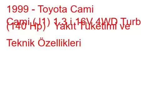 1999 - Toyota Cami
Cami (J1) 1.3 i 16V 4WD Turbo (140 Hp) Yakıt Tüketimi ve Teknik Özellikleri