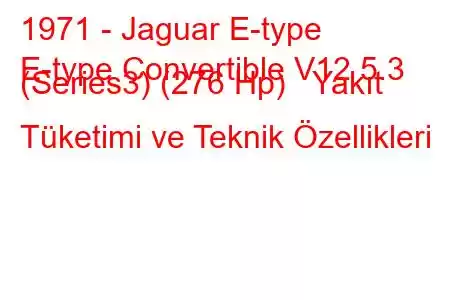 1971 - Jaguar E-type
E-type Convertible V12 5.3 (Series3) (276 Hp) Yakıt Tüketimi ve Teknik Özellikleri