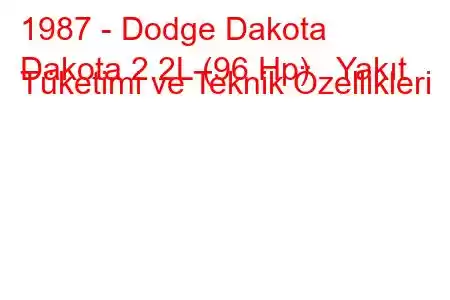 1987 - Dodge Dakota
Dakota 2.2L (96 Hp) Yakıt Tüketimi ve Teknik Özellikleri