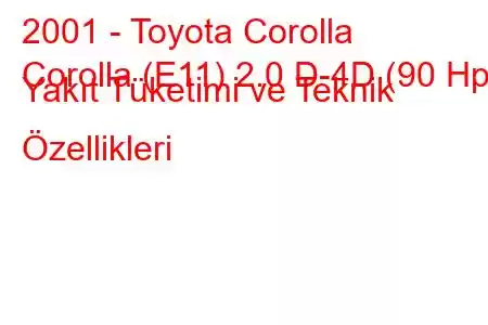 2001 - Toyota Corolla
Corolla (E11) 2.0 D-4D (90 Hp) Yakıt Tüketimi ve Teknik Özellikleri