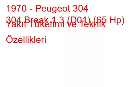 1970 - Peugeot 304
304 Break 1.3 (D01) (65 Hp) Yakıt Tüketimi ve Teknik Özellikleri