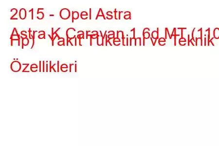 2015 - Opel Astra
Astra K Caravan 1.6d MT (110 Hp) Yakıt Tüketimi ve Teknik Özellikleri