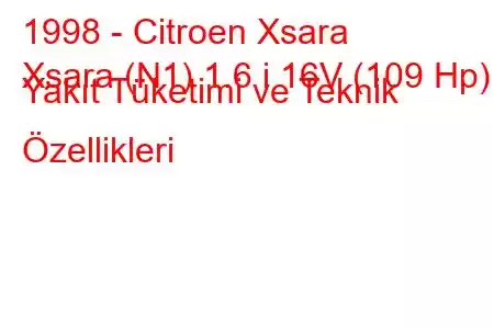 1998 - Citroen Xsara
Xsara (N1) 1.6 i 16V (109 Hp) Yakıt Tüketimi ve Teknik Özellikleri