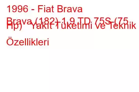 1996 - Fiat Brava
Brava (182) 1.9 TD 75S (75 Hp) Yakıt Tüketimi ve Teknik Özellikleri