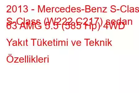 2013 - Mercedes-Benz S-Class
S-Class (W222,C217) sedan 63 AMG 5.5 (585 Hp) 4WD Yakıt Tüketimi ve Teknik Özellikleri