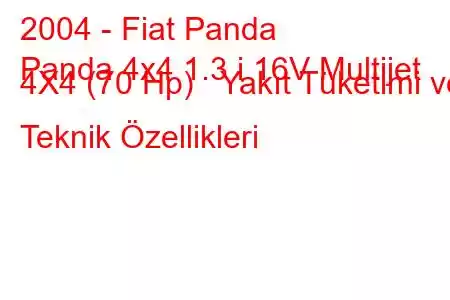 2004 - Fiat Panda
Panda 4x4 1.3 i 16V Multijet 4X4 (70 Hp) Yakıt Tüketimi ve Teknik Özellikleri