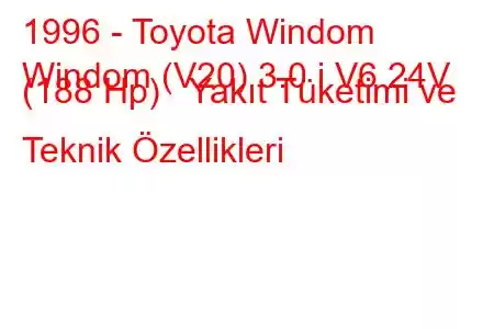 1996 - Toyota Windom
Windom (V20) 3.0 i V6 24V (188 Hp) Yakıt Tüketimi ve Teknik Özellikleri