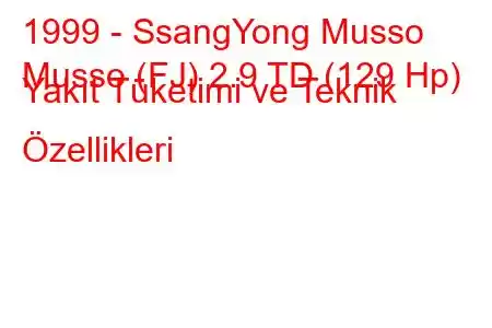 1999 - SsangYong Musso
Musso (FJ) 2.9 TD (129 Hp) Yakıt Tüketimi ve Teknik Özellikleri