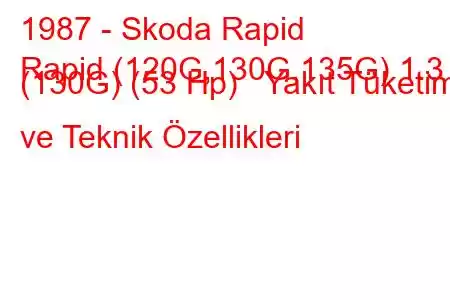 1987 - Skoda Rapid
Rapid (120G,130G,135G) 1.3 (130G) (53 Hp) Yakıt Tüketimi ve Teknik Özellikleri