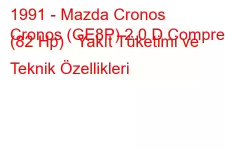 1991 - Mazda Cronos
Cronos (GE8P) 2.0 D Comprex (82 Hp) Yakıt Tüketimi ve Teknik Özellikleri