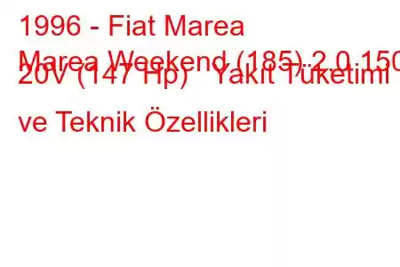 1996 - Fiat Marea
Marea Weekend (185) 2.0 150 20V (147 Hp) Yakıt Tüketimi ve Teknik Özellikleri