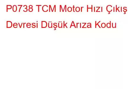 P0738 TCM Motor Hızı Çıkış Devresi Düşük Arıza Kodu