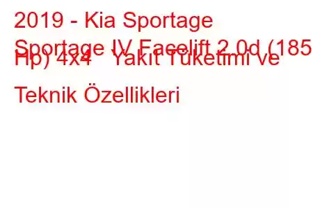 2019 - Kia Sportage
Sportage IV Facelift 2.0d (185 Hp) 4x4 Yakıt Tüketimi ve Teknik Özellikleri