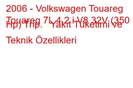 2006 - Volkswagen Touareg
Touareg 7L 4.2 i V8 32V (350 Hp) Trip. Yakıt Tüketimi ve Teknik Özellikleri