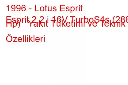 1996 - Lotus Esprit
Esprit 2.2 i 16V TurboS4s (288 Hp) Yakıt Tüketimi ve Teknik Özellikleri