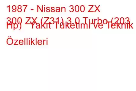 1987 - Nissan 300 ZX
300 ZX (Z31) 3.0 Turbo (203 Hp) Yakıt Tüketimi ve Teknik Özellikleri