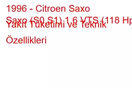 1996 - Citroen Saxo
Saxo (S0,S1) 1.6 VTS (118 Hp) Yakıt Tüketimi ve Teknik Özellikleri