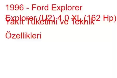 1996 - Ford Explorer
Explorer (U2) 4.0 XL (162 Hp) Yakıt Tüketimi ve Teknik Özellikleri