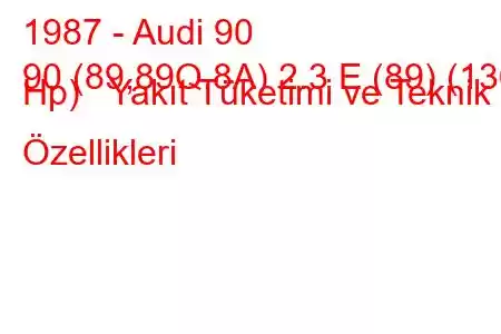 1987 - Audi 90
90 (89,89Q,8A) 2.3 E (89) (136 Hp) Yakıt Tüketimi ve Teknik Özellikleri