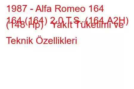 1987 - Alfa Romeo 164
164 (164) 2.0 T.S. (164.A2H) (148 Hp) Yakıt Tüketimi ve Teknik Özellikleri