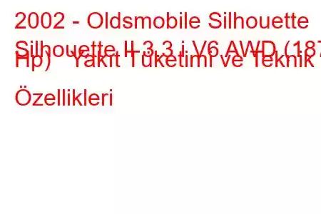 2002 - Oldsmobile Silhouette
Silhouette II 3.3 i V6 AWD (187 Hp) Yakıt Tüketimi ve Teknik Özellikleri