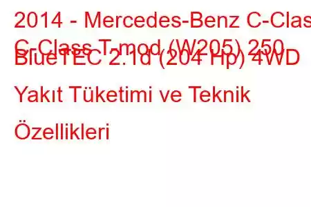 2014 - Mercedes-Benz C-Class
C-Class T-mod (W205) 250 BlueTEC 2.1d (204 Hp) 4WD Yakıt Tüketimi ve Teknik Özellikleri