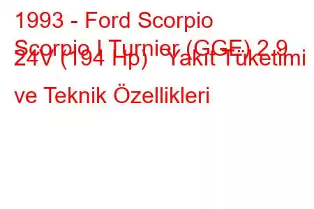 1993 - Ford Scorpio
Scorpio I Turnier (GGE) 2.9 24V (194 Hp) Yakıt Tüketimi ve Teknik Özellikleri