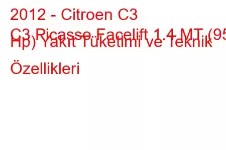 2012 - Citroen C3
C3 Picasso Facelift 1.4 MT (95 Hp) Yakıt Tüketimi ve Teknik Özellikleri