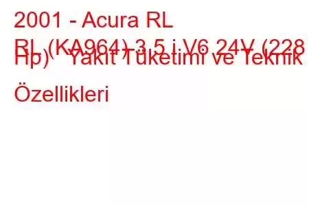 2001 - Acura RL
RL (KA964) 3.5 i V6 24V (228 Hp) Yakıt Tüketimi ve Teknik Özellikleri