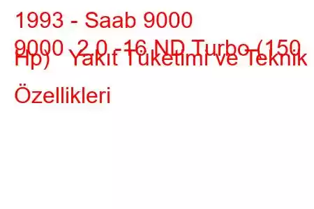 1993 - Saab 9000
9000 2.0 -16 ND Turbo (150 Hp) Yakıt Tüketimi ve Teknik Özellikleri