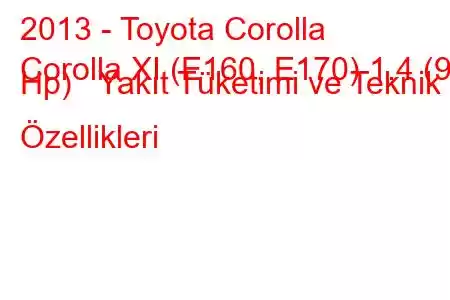 2013 - Toyota Corolla
Corolla XI (E160, E170) 1.4 (90 Hp) Yakıt Tüketimi ve Teknik Özellikleri