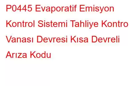 P0445 Evaporatif Emisyon Kontrol Sistemi Tahliye Kontrol Vanası Devresi Kısa Devreli Arıza Kodu