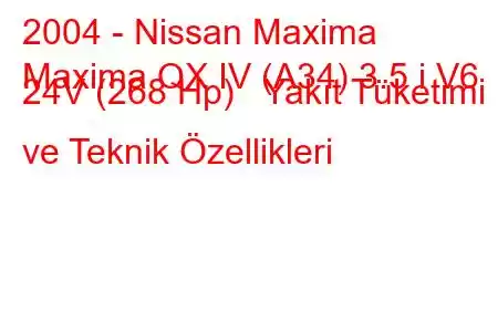 2004 - Nissan Maxima
Maxima QX IV (A34) 3.5 i V6 24V (268 Hp) Yakıt Tüketimi ve Teknik Özellikleri