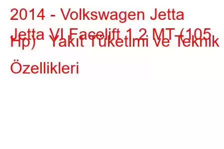 2014 - Volkswagen Jetta
Jetta VI Facelift 1.2 MT (105 Hp) Yakıt Tüketimi ve Teknik Özellikleri