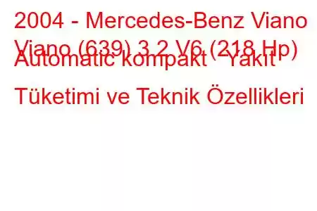 2004 - Mercedes-Benz Viano
Viano (639) 3.2 V6 (218 Hp) Automatic kompakt Yakıt Tüketimi ve Teknik Özellikleri