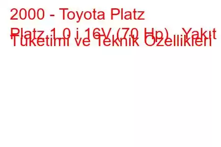 2000 - Toyota Platz
Platz 1.0 i 16V (70 Hp) Yakıt Tüketimi ve Teknik Özellikleri