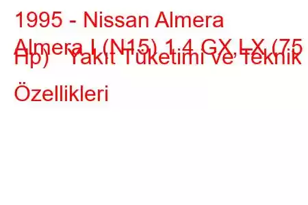 1995 - Nissan Almera
Almera I (N15) 1.4 GX,LX (75 Hp) Yakıt Tüketimi ve Teknik Özellikleri