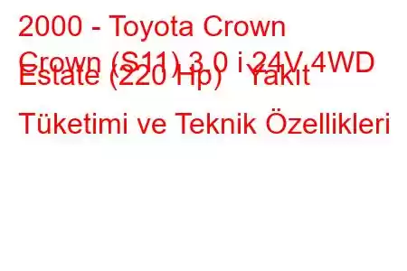 2000 - Toyota Crown
Crown (S11) 3.0 i 24V 4WD Estate (220 Hp) Yakıt Tüketimi ve Teknik Özellikleri