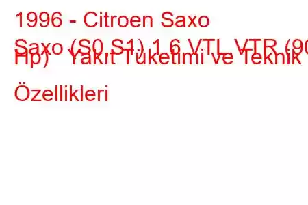 1996 - Citroen Saxo
Saxo (S0,S1) 1.6 VTL,VTR (90 Hp) Yakıt Tüketimi ve Teknik Özellikleri