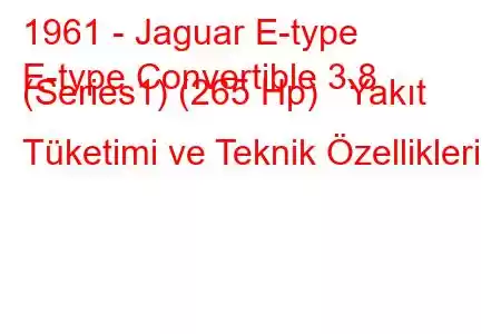 1961 - Jaguar E-type
E-type Convertible 3.8 (Series1) (265 Hp) Yakıt Tüketimi ve Teknik Özellikleri