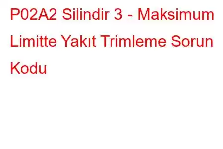 P02A2 Silindir 3 - Maksimum Limitte Yakıt Trimleme Sorun Kodu