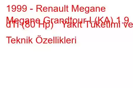 1999 - Renault Megane
Megane Grandtour I (KA) 1.9 dTi (80 Hp) Yakıt Tüketimi ve Teknik Özellikleri