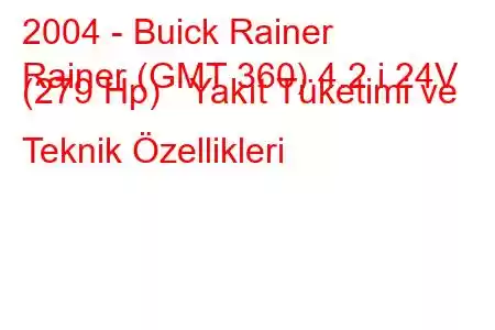 2004 - Buick Rainer
Rainer (GMT 360) 4.2 i 24V (279 Hp) Yakıt Tüketimi ve Teknik Özellikleri