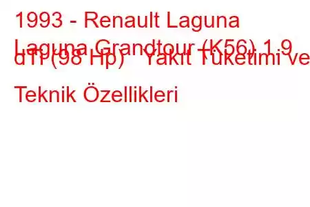 1993 - Renault Laguna
Laguna Grandtour (K56) 1.9 dTi (98 Hp) Yakıt Tüketimi ve Teknik Özellikleri