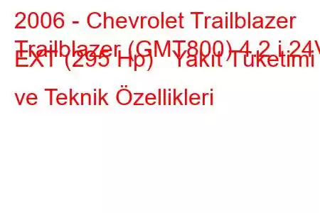 2006 - Chevrolet Trailblazer
Trailblazer (GMT800) 4.2 i 24V EXT (295 Hp) Yakıt Tüketimi ve Teknik Özellikleri